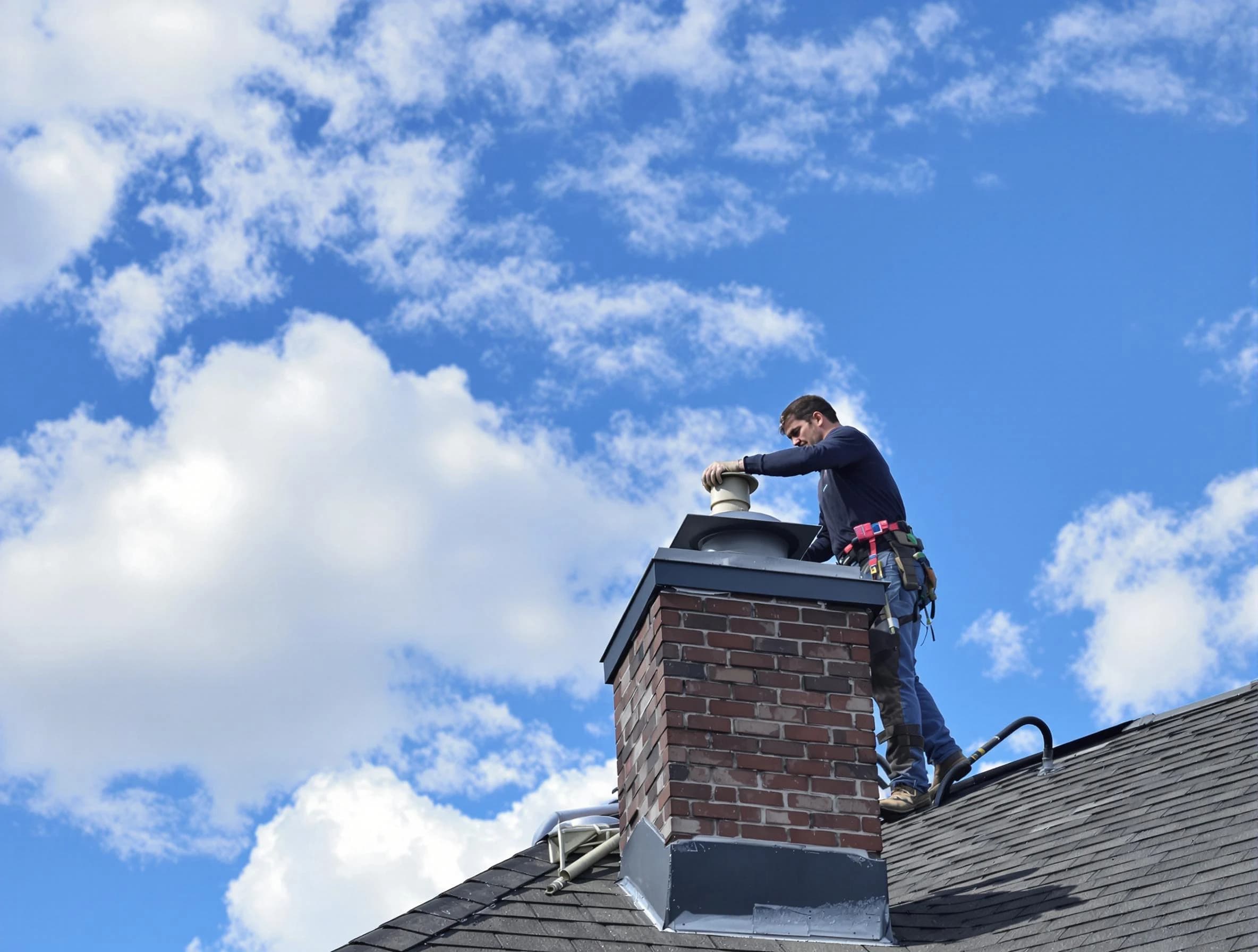 Peachtree Corners Chimney Sweep installing a sturdy chimney cap in Peachtree Corners, GA