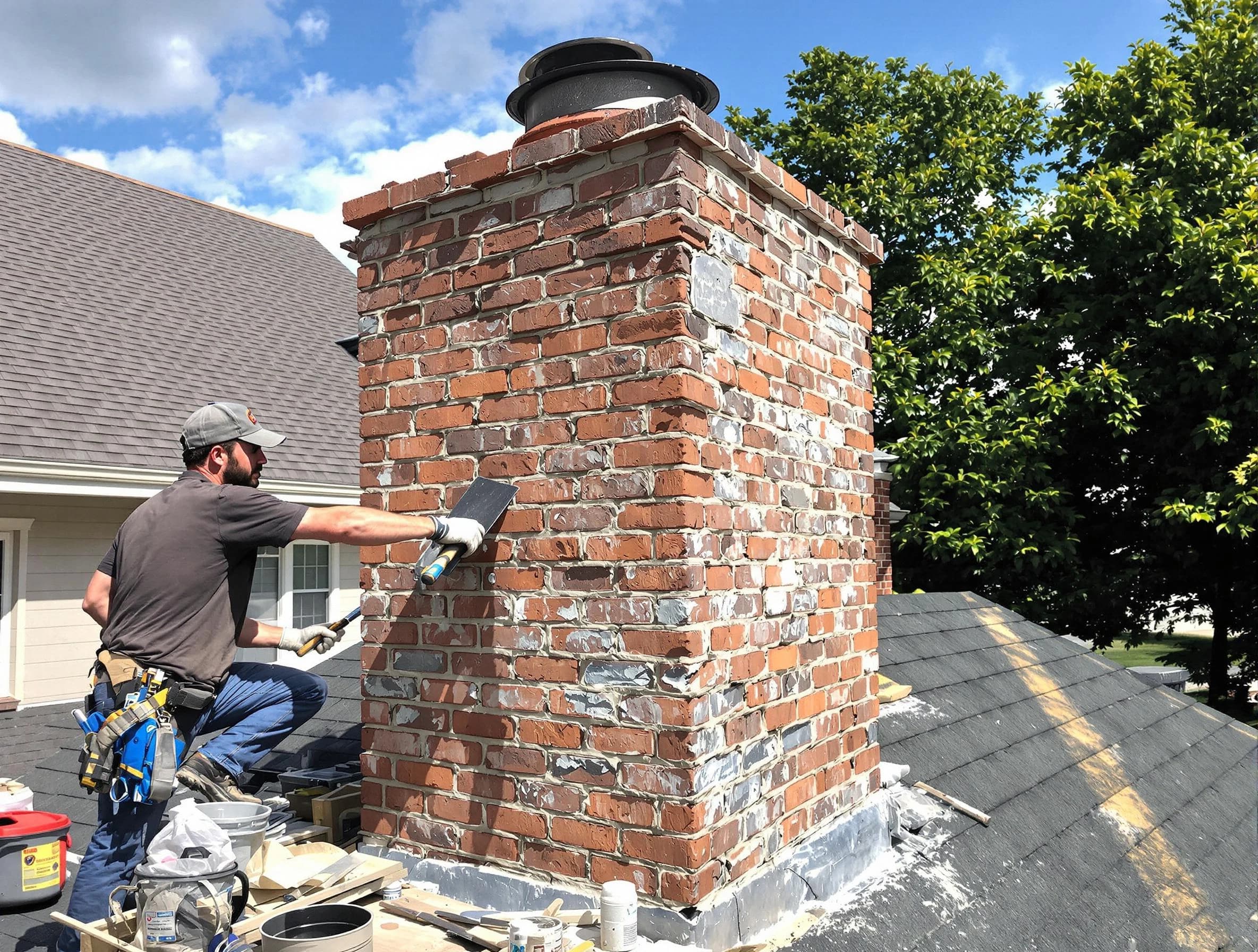 Completed chimney rebuild by Peachtree Corners Chimney Sweep in Peachtree Corners, GA