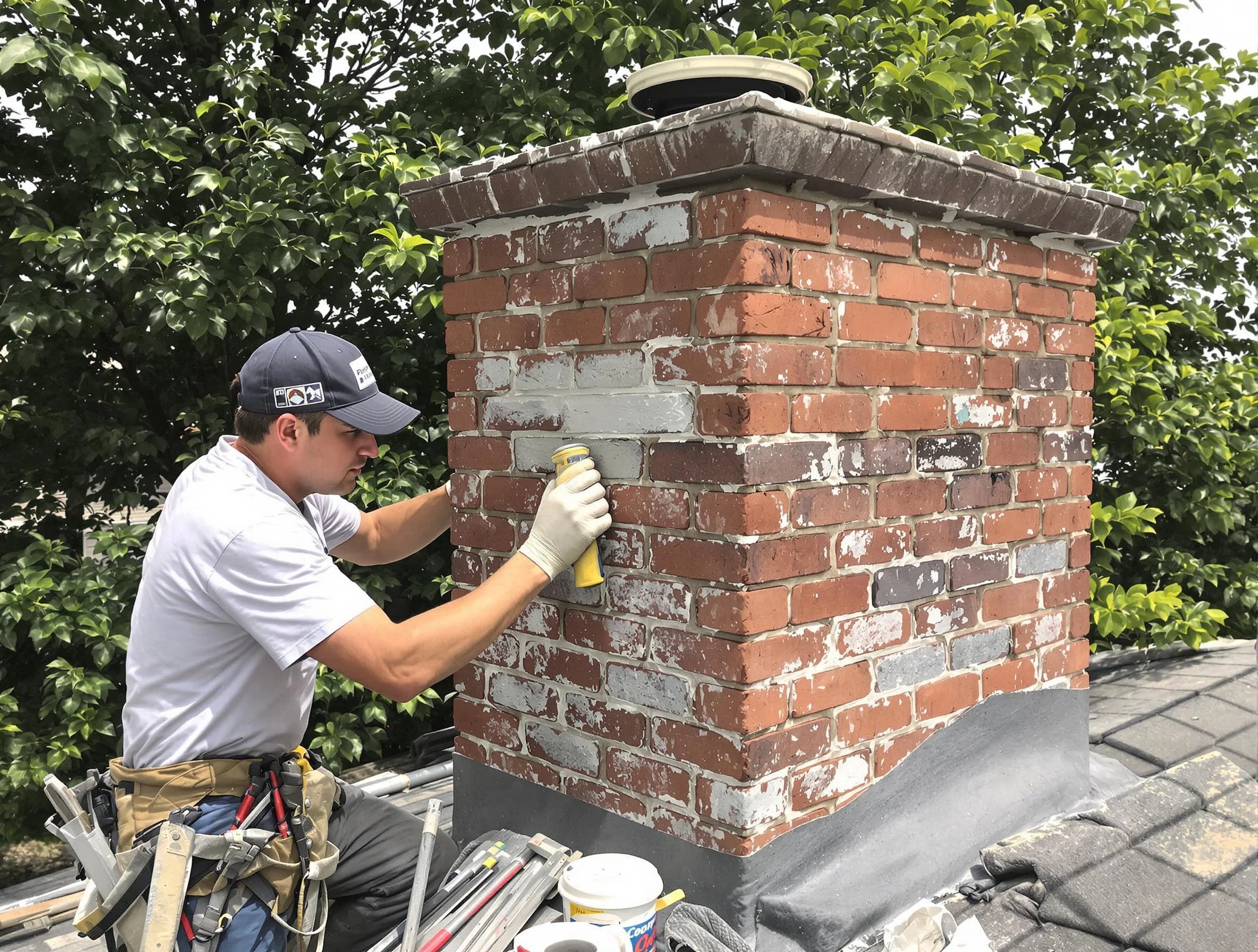 Peachtree Corners Chimney Sweep restoring an aging chimney in Peachtree Corners, GA