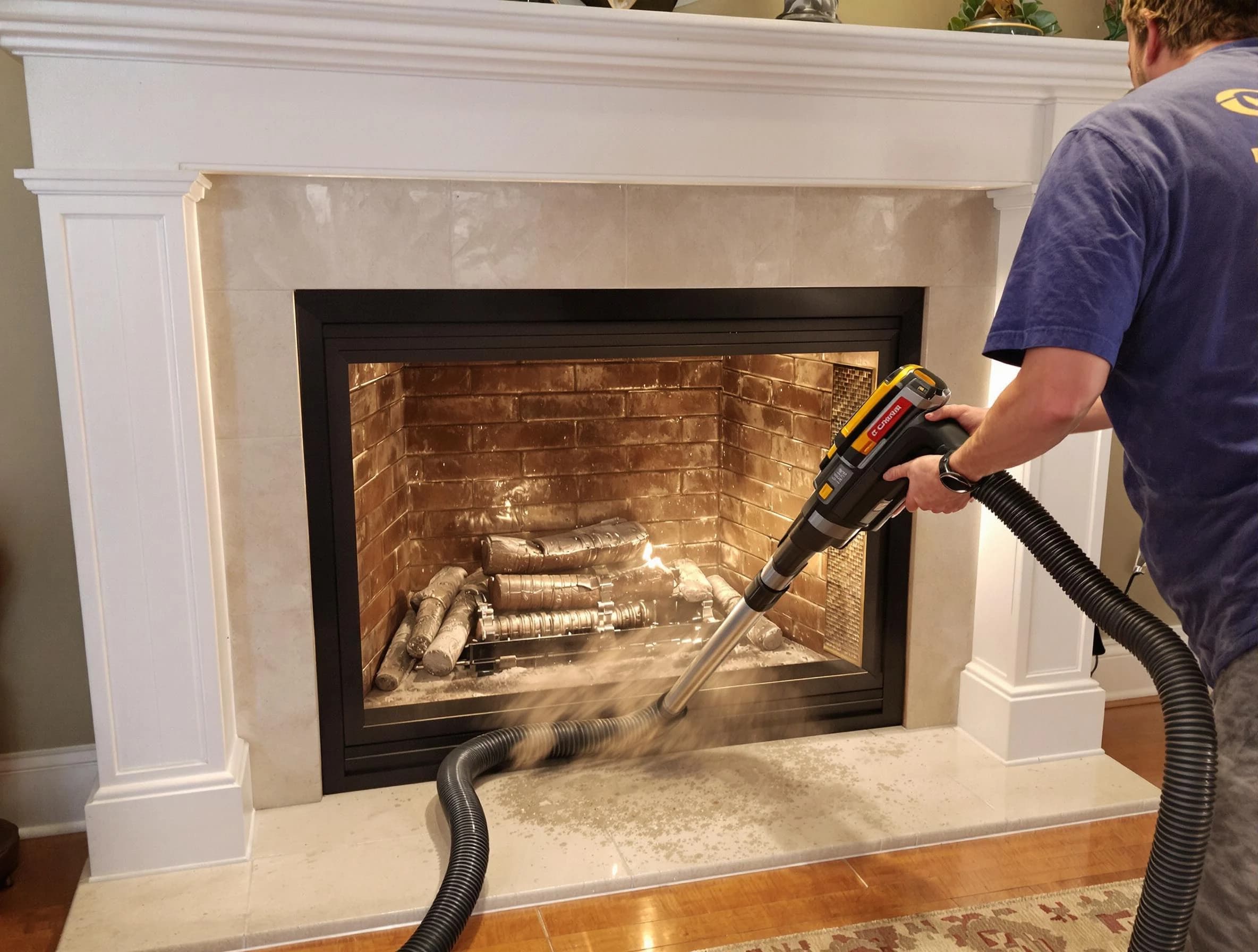 Fireplace cleaning performed by Peachtree Corners Chimney Sweep in Peachtree Corners, GA