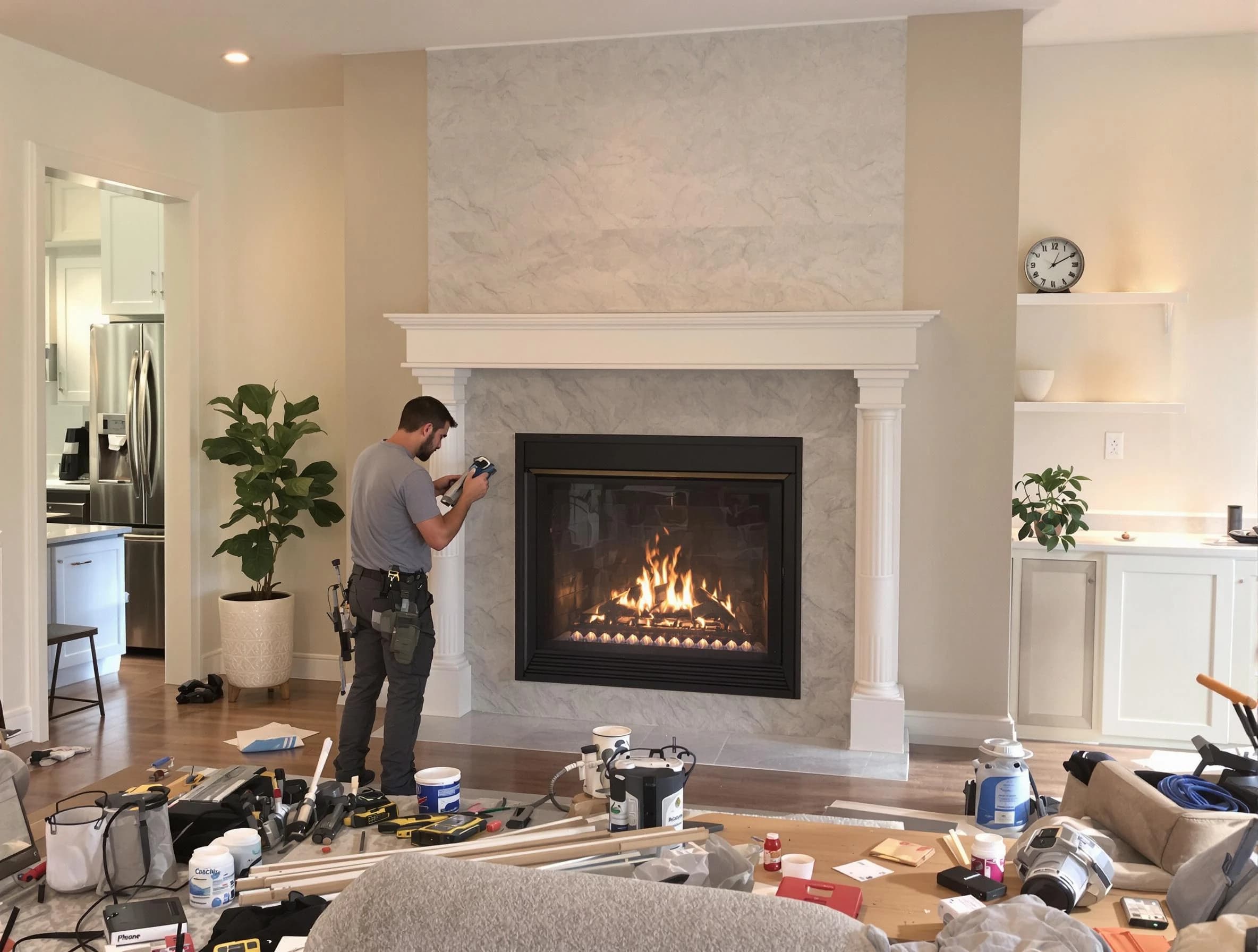 Newly installed fireplace by Peachtree Corners Chimney Sweep in Peachtree Corners, GA