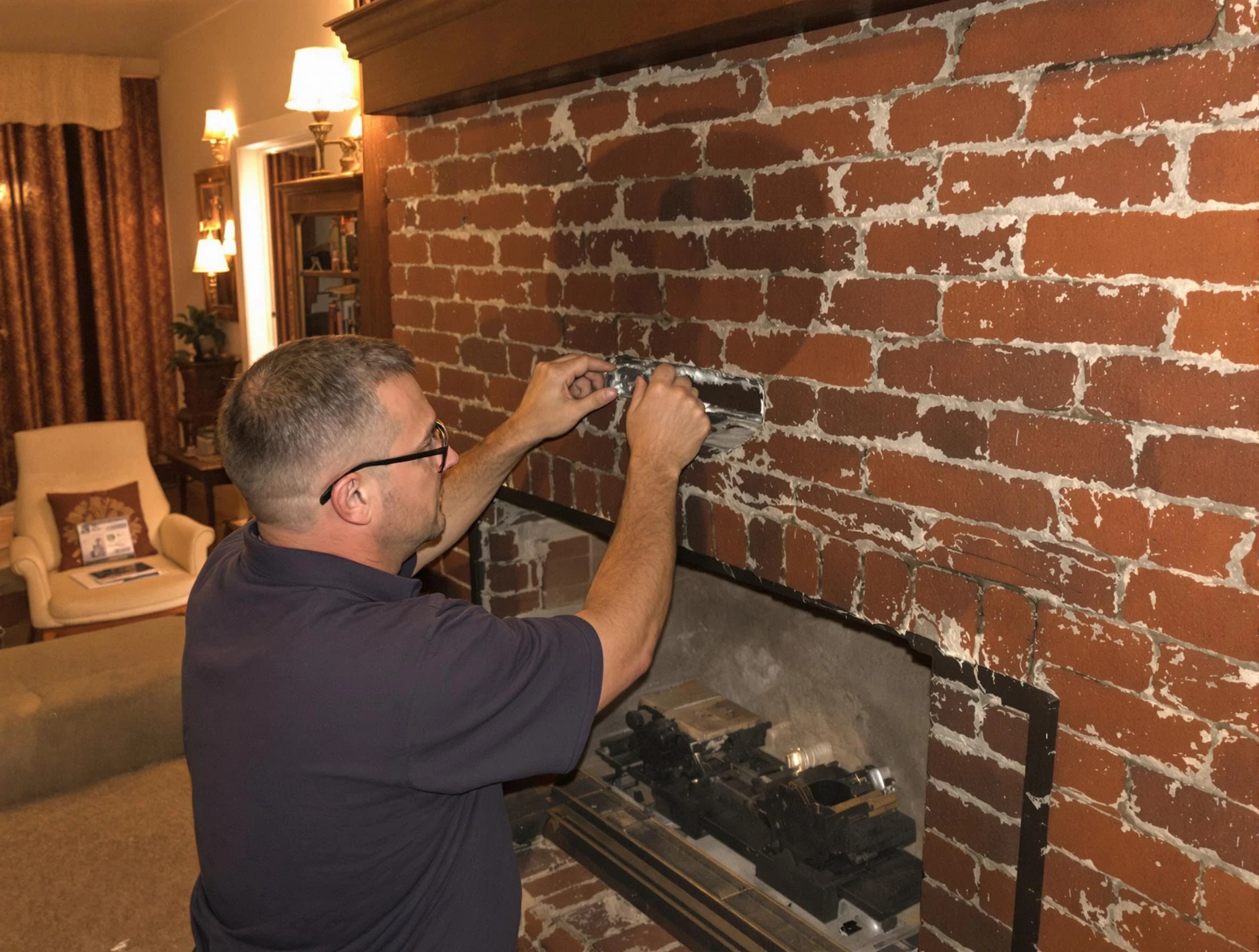 Peachtree Corners Chimney Sweep expert fixing a fireplace in Peachtree Corners, GA