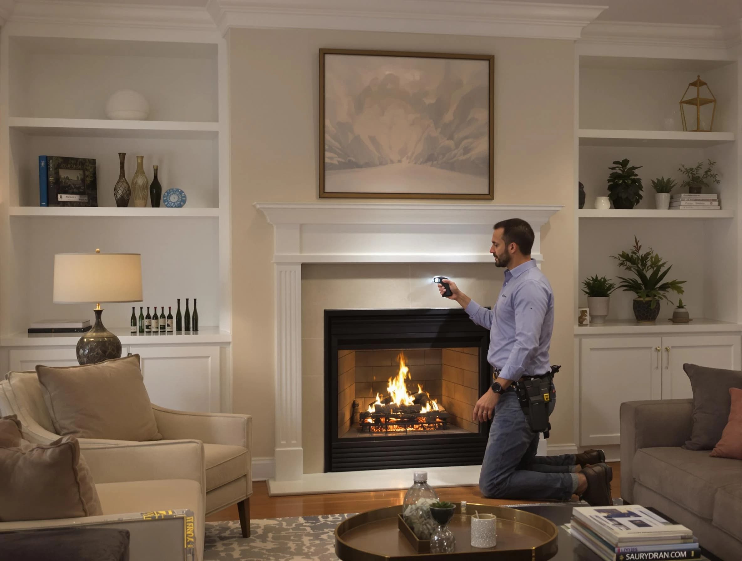 Peachtree Corners Chimney Sweep conducting a fireplace safety inspection in Peachtree Corners, GA