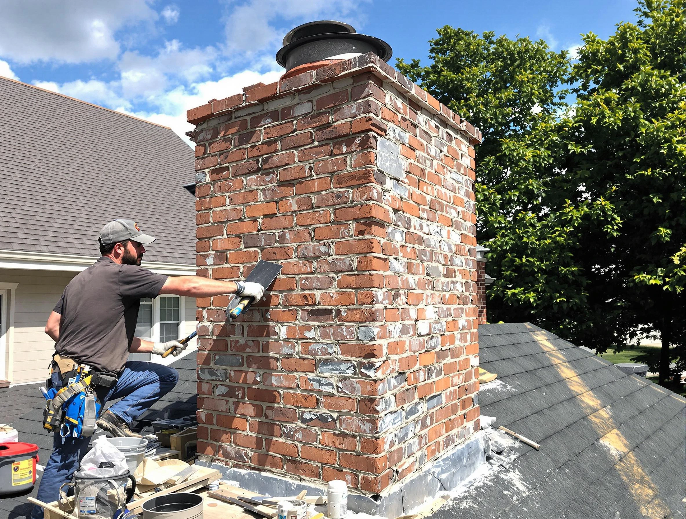 Completed chimney rebuild by Peachtree Corners Chimney Sweep in Peachtree Corners, GA