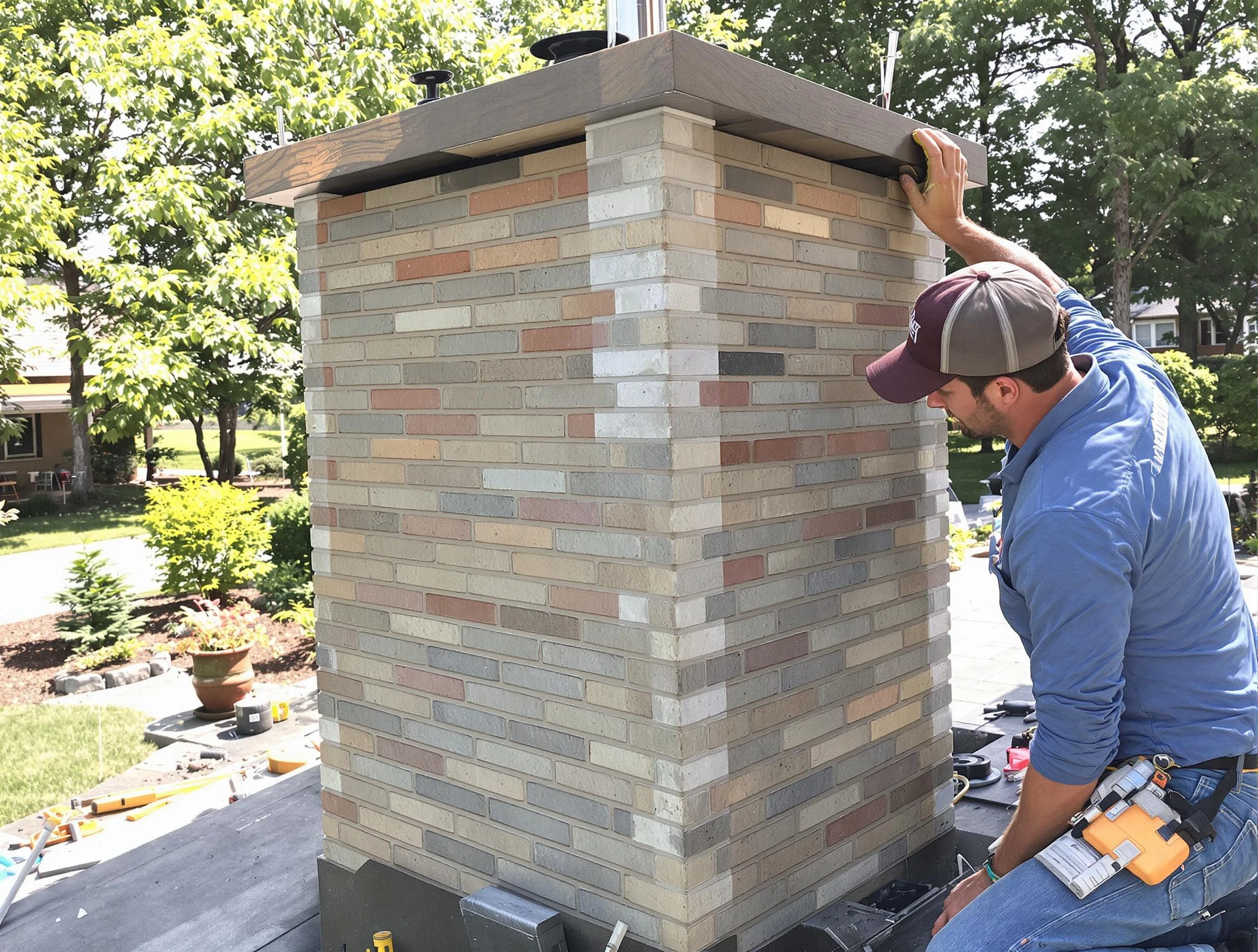 Peachtree Corners Chimney Sweep completing a modern chimney remodel in Peachtree Corners, GA